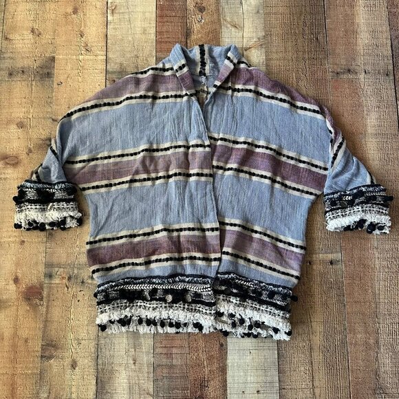 Bohemian Fringe Cardigan By Zara Woman Made In India Short Sleeve Small Multicol - Picture 1 of 7